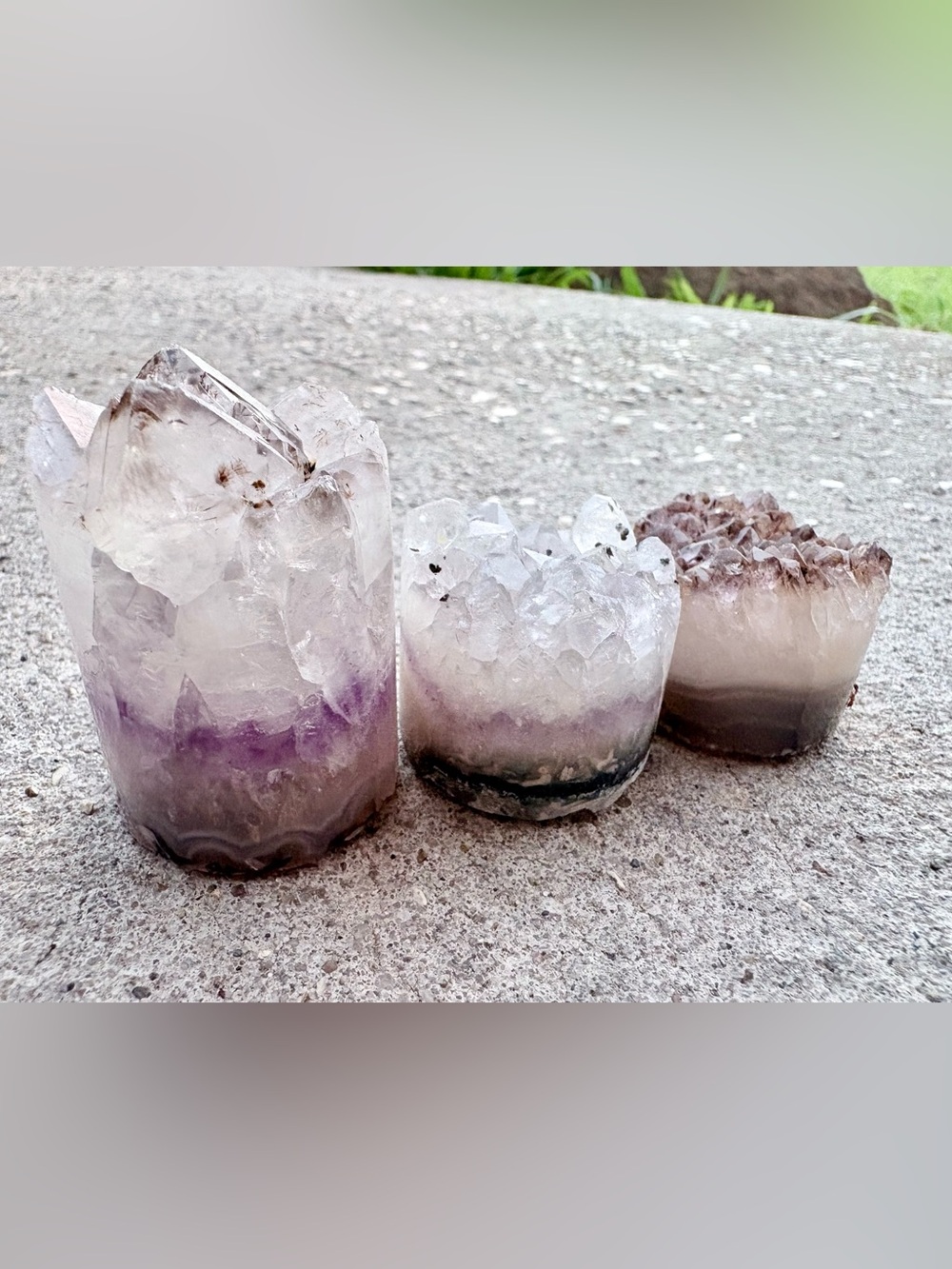 Amethyst Crystal Candle Holder - Purple White Gradient